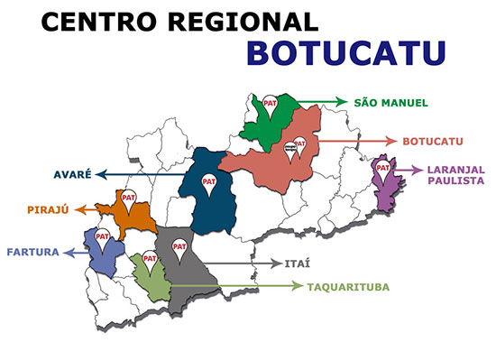 Mapa Pats na região de Botucatu